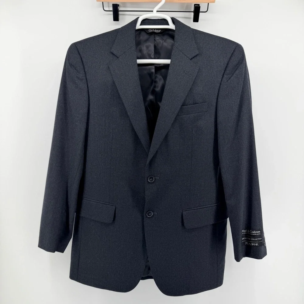 Jos A Bank Executive Collection Wool Cashmere Blazer 38R Charcoal Gry Sport Coat